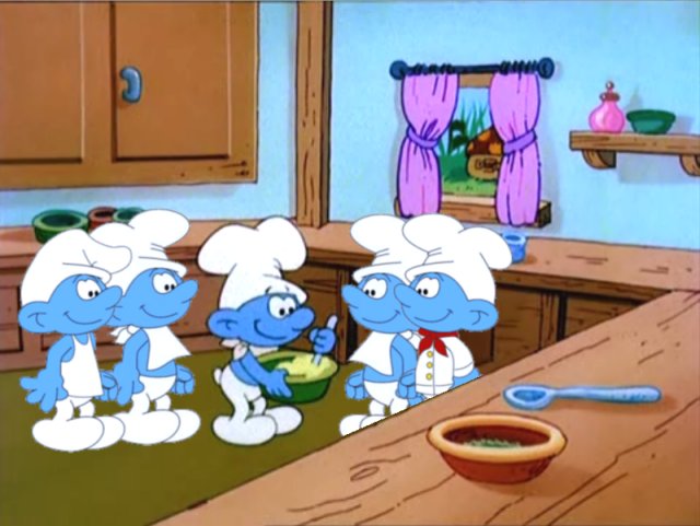 Greedy in his kitchen with his staff